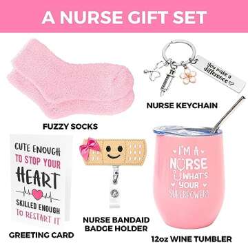 Beautiful Nurse Gifts For Women - 5 Pcs Nurse Gift Set, Nursing Gifts, Rn Gifts For Nurses, Nurse Gift Box For Graduation, Nurse Practitioner, New Nurses, Christmas, Appreciation Nurse Gift Basket