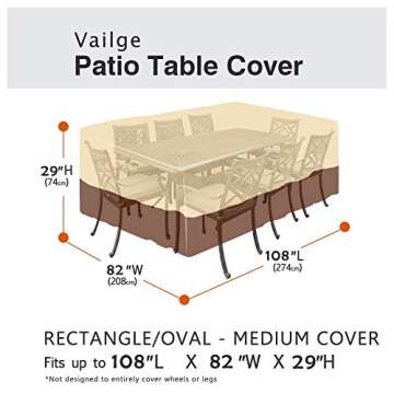 Vailge Heavy-Duty Waterproof Patio Furniture Set Cover with Handles for Ultimate Protection