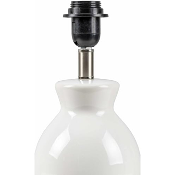 BoutiqueRugs Salgareda Boho Ceramic and Jute Bedside Table Lamp for Bedroom Nightstand - End Side Lighting for Living Room - Shade Rattan - White, Beige - 15" H