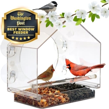 Nature Anywhere Transparent Acrylic Window Bird Feeders for Outdoors - Observe Nature Up Close
