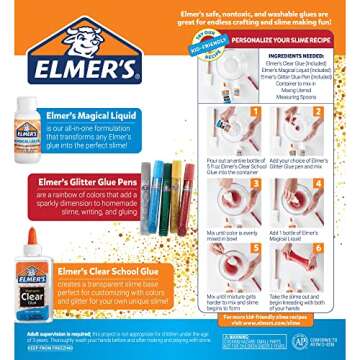 Elmer’s Slime Starter Kit, Clear School Glue, Glitter Glue Pens & Magical Liquid Activator Solution, 9 Count
