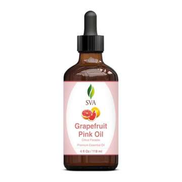 SVA Grapefruit Essential Oil Pink – 4 Fl Oz – 100% Natural Grapefruit Oil - for Diffuser, Hair Care, Face, Skin Care, Aromatherapy, Scalp and Body Massage, Soap and Candle Making - with Dropper