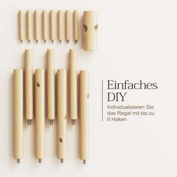 Pipishell Adjustable Wooden Coat Rack for Home and Office