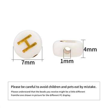 600pcs Acrylic Letter Beads Alphabet Gold Letters White Round Bead, 4x7mm, for Friendship Bracelets ...