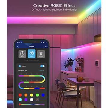 Govee 32.8ft RGBIC LED Strip Lights, WiFi Color Changing LED Lights Segmented Control, Work with Alexa and Google Assistant, Music LED Lights for Bedroom, Kitchen, Party, 2x16.4ft