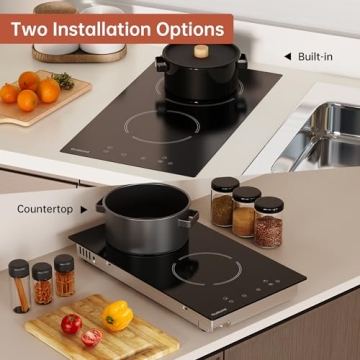 2 Burner Electric Cooktop with Timer & Child Lock