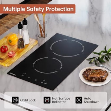 2 Burner Electric Cooktop with Timer & Child Lock
