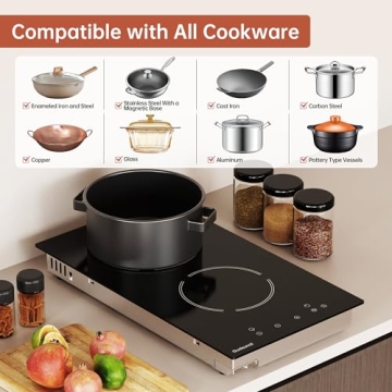 2 Burner Electric Cooktop with Timer & Child Lock