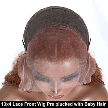 UNICE 10A Ginger Brown 13X4 Lace Front Wigs Human Hair Pre Plucked with Baby Hair for Women Brazilian Remy Hair Curly Auburn Brown Glueless Human Hair Frontal Wigs Colored 150% Densit 18 inch