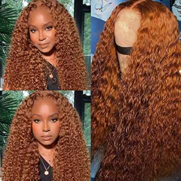 UNICE 10A Ginger Brown 13X4 Lace Front Wigs Human Hair Pre Plucked with Baby Hair for Women Brazilian Remy Hair Curly Auburn Brown Glueless Human Hair Frontal Wigs Colored 150% Densit 18 inch