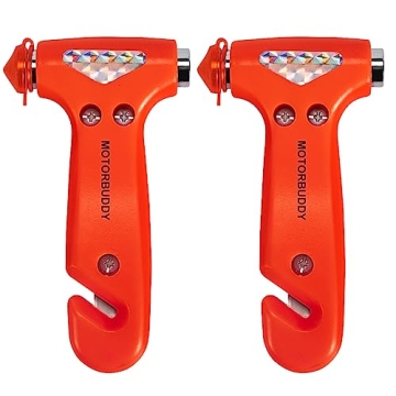 MOTORBUDDY 2-Pack Car Safety Hammer and Seatbelt Cutter for Emergencies