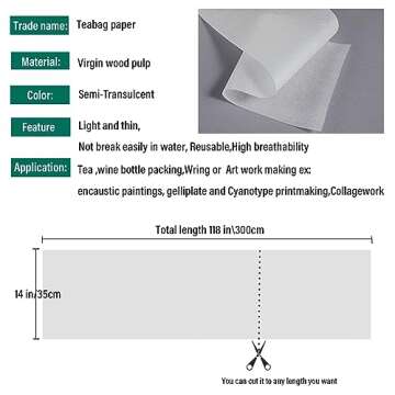 Artist Teabag Paper 14"x118" for Mixed Media Art,Handmade Paper DIY Art Craft