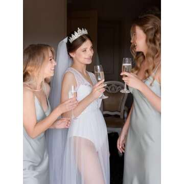 SWEETV Jeweled Tiaras and Crowns for Women, Crystal Queen Crown, Silver Wedding Tiara for Bride, Metal Birthday Quinceanera Pageant Prom Headpieces