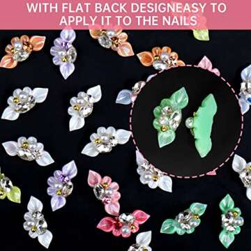 Juome Nail Charms, 27Pcs Flower Nail Charms for Acrylic Nails, 3D Nail Charms with Flowers Pearls Shape, Nail Art Decorations Supplies Accessories (10 Colors)