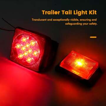 MAXXHAUL 70205 Trailer Light Kit - 12V All LED, Left and Right Waterproof Submersible for Trailers, ...