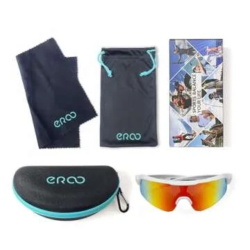 EAZYRUN6 Large Polarized shield sports red sunglasses for men baseball ski biking cycling MTB running volleyball Sailing , Medium