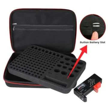 Battery Organizer Storage Box with Tester, Battery Vault Case Fireproof Waterproof Explosionproof Holder Box with Tester BT-168 Checker Carrying Case Container Bag Fit for 200+ Batteries AA AAA C D 9V