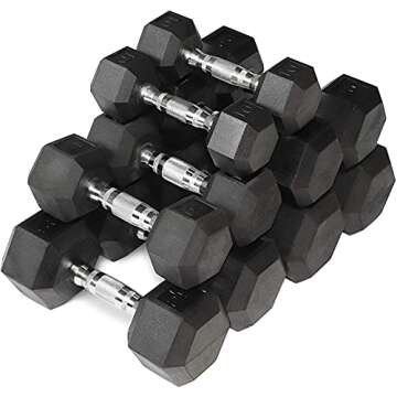 5-25Lb Hex Dumbbell Set with Storage Rack for Home Gym