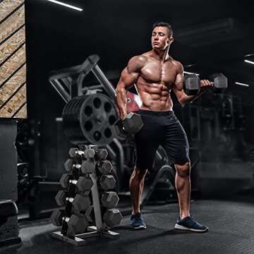 5-25Lb Hex Dumbbell Set with Storage Rack for Home Gym