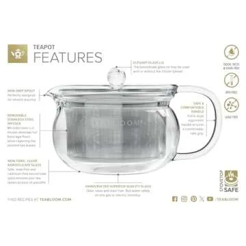 Teabloom Kyoto 2-in-1 Tea Kettle and Tea Maker – Glass Teapot with Removable Loose Tea Filter – Tea Connoisseur's Choice