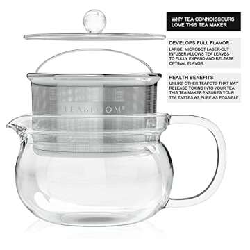 Teabloom Kyoto 2-in-1 Tea Kettle and Tea Maker – Glass Teapot with Removable Loose Tea Filter – Tea Connoisseur's Choice