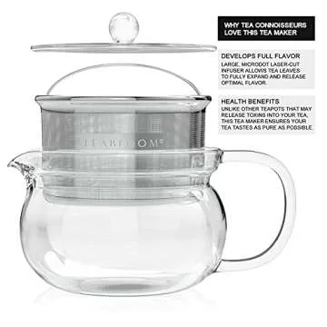 Teabloom Kyoto 2-in-1 Tea Kettle and Tea Maker – Glass Teapot with Removable Loose Tea Filter – Tea Connoisseur's Choice