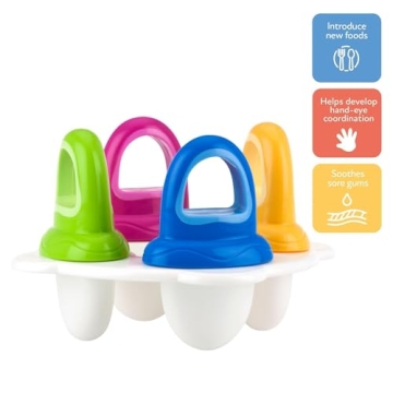 Nuby Garden Fresh Fruitsicle Frozen Pop Tray,Multicolored 1set 4 handle
