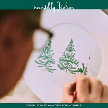 Vietri Lastra Holiday Green Figural Round Platter, Artisan Collectible Ceramic Christmas Dish, 14.5"