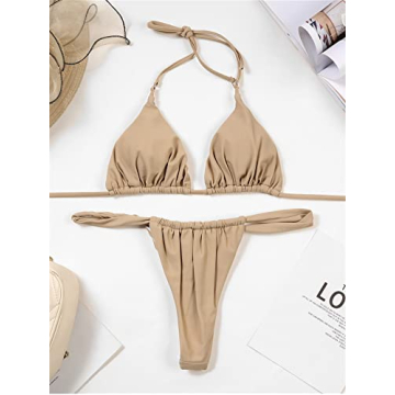 Shop SheIn Women's Ruched Triangle Bikini Set for Summer