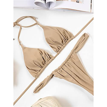 Shop SheIn Women's Ruched Triangle Bikini Set for Summer