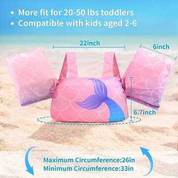 Gogokids Kids Swim Vest, Toddler Floaties for 20-50 lbs/2-6 Years Old Girls and Boys, Float Swimwear with Shoulder Strap