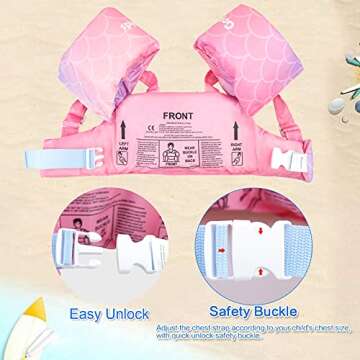 Gogokids Kids Swim Vest, Toddler Floaties for 20-50 lbs/2-6 Years Old Girls and Boys, Float Swimwear with Shoulder Strap