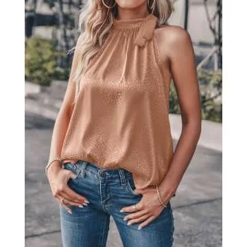 BTFBM Women's Casual Sleeveless Satin Halter Top