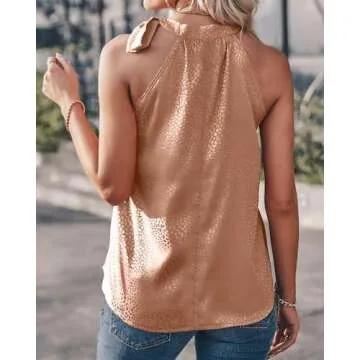 BTFBM Women's Casual Sleeveless Satin Halter Top