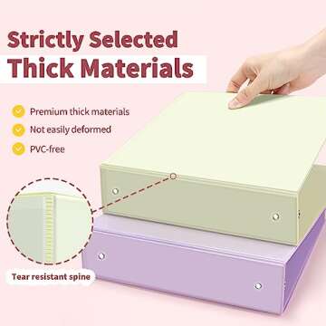 SUNEE 3 Ring Binders 2 Inch 4 Pack, Clear View Binder Three Ring PVC-Free (Fit 8.5x11 Inches) for School Binder or Office Binder Supplies, Assorted Pastel Binder