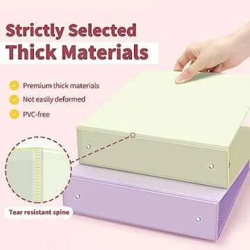 SUNEE 3 Ring Binders 2 Inch 4 Pack, Clear View Binder Three Ring PVC-Free (Fit 8.5x11 Inches) for School Binder or Office Binder Supplies, Assorted Pastel Binder