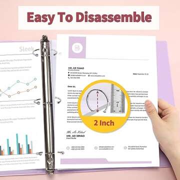 SUNEE 3 Ring Binders 2 Inch 4 Pack, Clear View Binder Three Ring PVC-Free (Fit 8.5x11 Inches) for School Binder or Office Binder Supplies, Assorted Pastel Binder