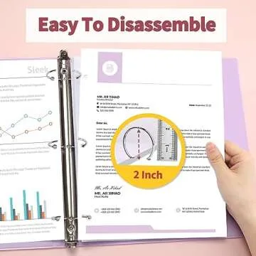 SUNEE 3 Ring Binders 2 Inch 4 Pack, Clear View Binder Three Ring PVC-Free (Fit 8.5x11 Inches) for School Binder or Office Binder Supplies, Assorted Pastel Binder