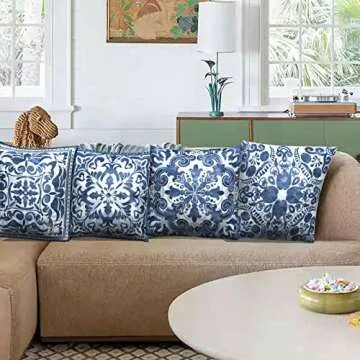 Boho Throw Pillow Covers Set of 4 Vintage Decorations for Bedroom Sofa Couch Chair Car Square Cushion Covers Throw Pillow Case for Living Room Pillowcase Home Decor Pillows Decorative 18 x 18Inch