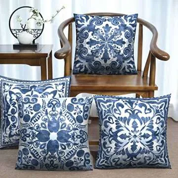 Boho Throw Pillow Covers Set of 4 Vintage Decorations for Bedroom Sofa Couch Chair Car Square Cushion Covers Throw Pillow Case for Living Room Pillowcase Home Decor Pillows Decorative 18 x 18Inch