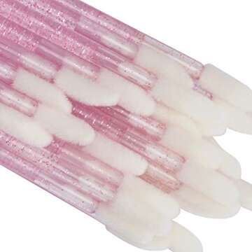 tifanso 300 PCS Lip Brush, Disposable Makeup Applicators, Lip Gloss Brush Lipstick Applicator Wands, Multicolor Makeup Tool Kits Beauty Lipstick Cosmetic (Crystal Pink)