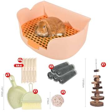 RUBYHOME Large Bunny Litter Box (15.5" x 11.1" x 6.2") Small Animal Litter Pet Toilet Potty Trainer ...