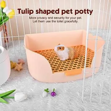 RUBYHOME Large Bunny Litter Box (15.5" x 11.1" x 6.2") Small Animal Litter Pet Toilet Potty Trainer Corner Litter Bedding Box Pet Pan for Rabbit Guinea Pig Easy to Clean (Orange)