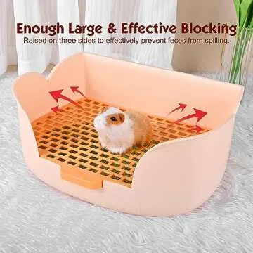 RUBYHOME Large Bunny Litter Box (15.5" x 11.1" x 6.2") Small Animal Litter Pet Toilet Potty Trainer Corner Litter Bedding Box Pet Pan for Rabbit Guinea Pig Easy to Clean (Orange)