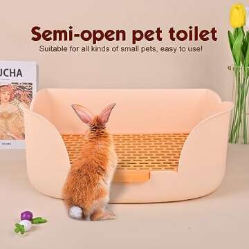 RUBYHOME Large Bunny Litter Box (15.5" x 11.1" x 6.2") Small Animal Litter Pet Toilet Potty Trainer Corner Litter Bedding Box Pet Pan for Rabbit Guinea Pig Easy to Clean (Orange)