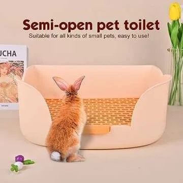 RUBYHOME Large Bunny Litter Box (15.5" x 11.1" x 6.2") Small Animal Litter Pet Toilet Potty Trainer Corner Litter Bedding Box Pet Pan for Rabbit Guinea Pig Easy to Clean (Orange)