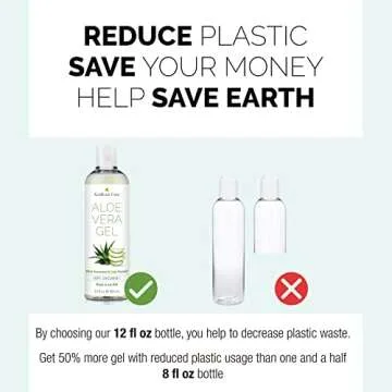 KinRose Care, 12oz Organic Aloe Vera Gel for Face, Skin, Hair & Sunburn Relief - From 100 Percent Pure Aloe Vera - Cold Pressed, Vegan, Unscented - Made in USA.