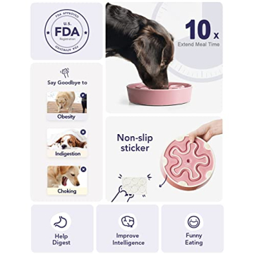 LE TAUCI Slow Feeder Ceramic Dog Bowl for Fast Eaters