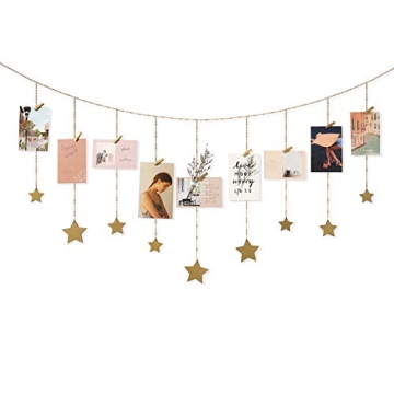 Mkono Boho Star Garland Photo Holder for Teen Girls