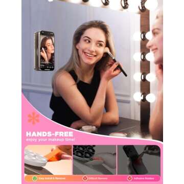 Suction Phone Case Mount, Upgrade Magnetic Phone Grip Holder with Silicone Loop, Hands-Free Mirror Shower Wall Phone Holder Mount for iPhone/Samsung/Google, TikTok Creator|Videos|Selfies